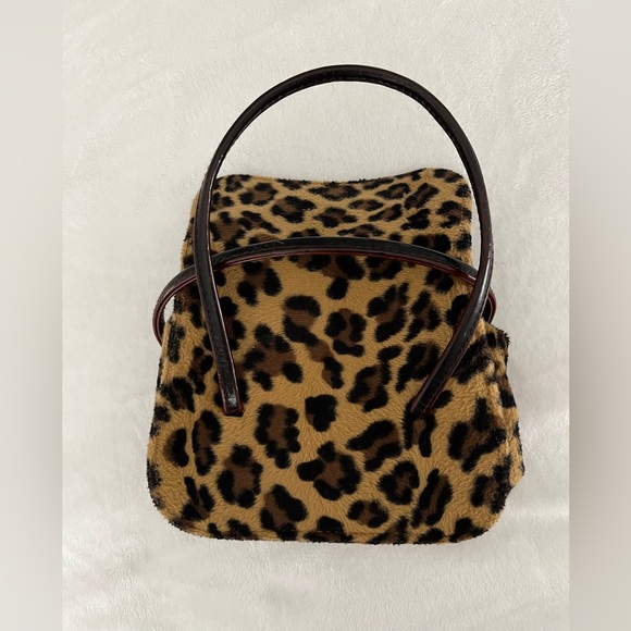 Cheetah Leopard Print Pocketbook Purse Leather Handle Cute 7x6” inches CLEAN - Picture 2 of 4